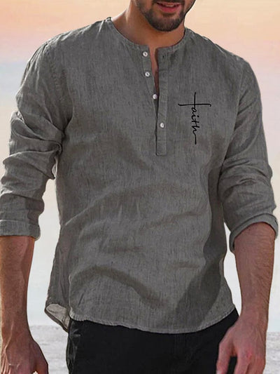 Linen Style Long Sleeve Shirt Shirts coofandystore PAT4 S 