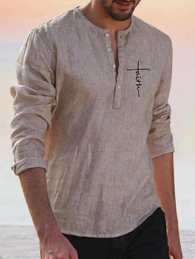 Linen Style Long Sleeve Shirt Shirts coofandystore PAT6 S 