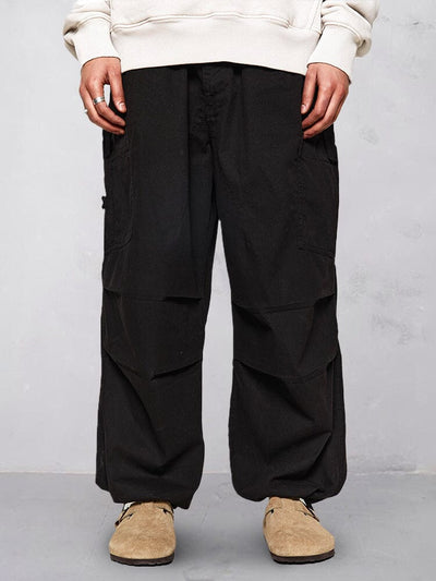 Casual Loose Fit Cotton Linen Cargo Pants Pants coofandystore Black S 