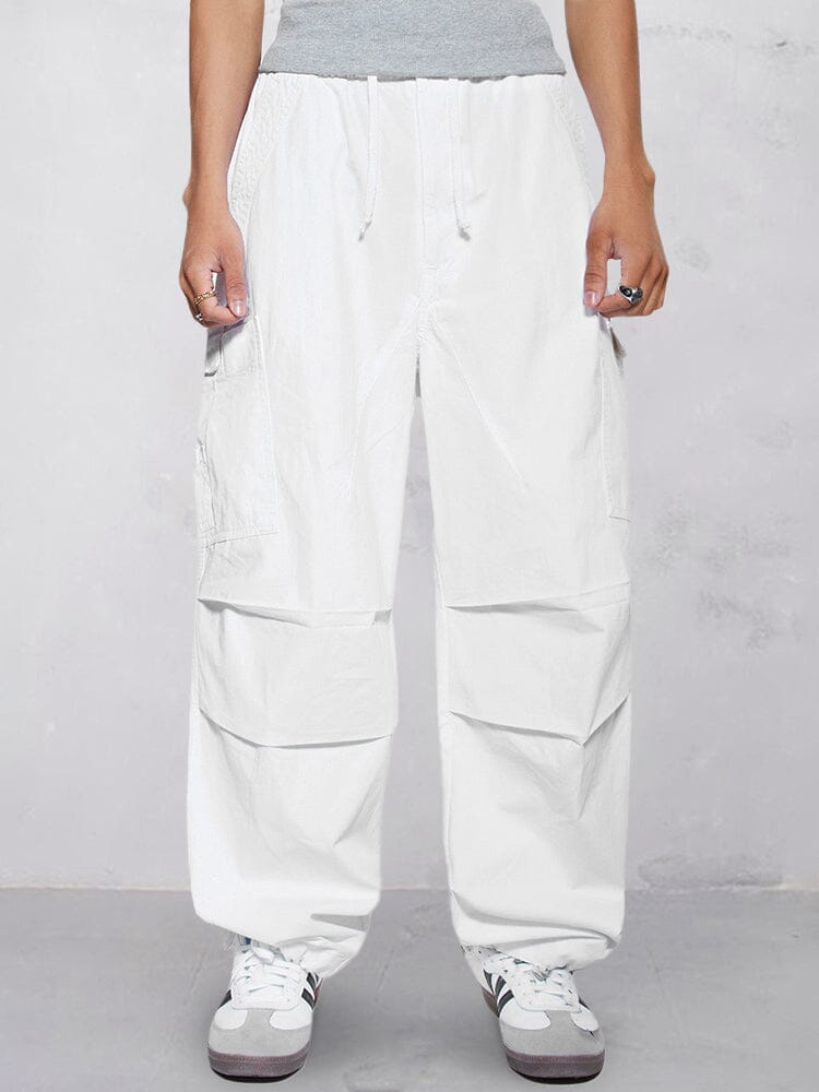 Casual Loose Fit Cotton Linen Cargo Pants Pants coofandystore White S 