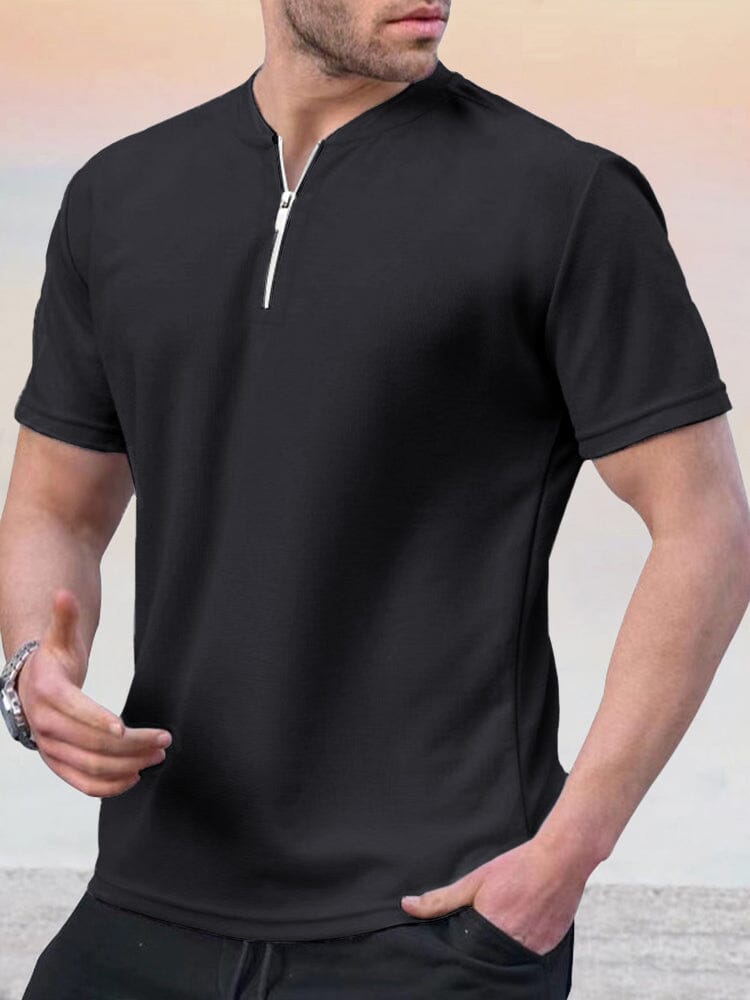 Solid Casual Short Sleeves Shirt Shirts coofandystore Black S 