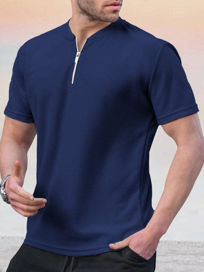 Solid Casual Short Sleeves Shirt Shirts coofandystore Navy Blue S 