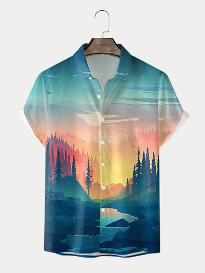 Short Sleeve Printed Beach Shirt Shirts coofandystore PAT15 S 