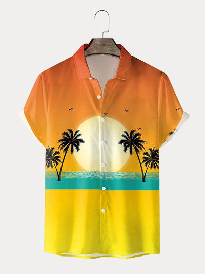 Short Sleeve Printed Beach Shirt Shirts coofandystore PAT23 S 