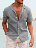 Cotton Linen Lapel Casual Shirt Shirts coofandystore Grey S 