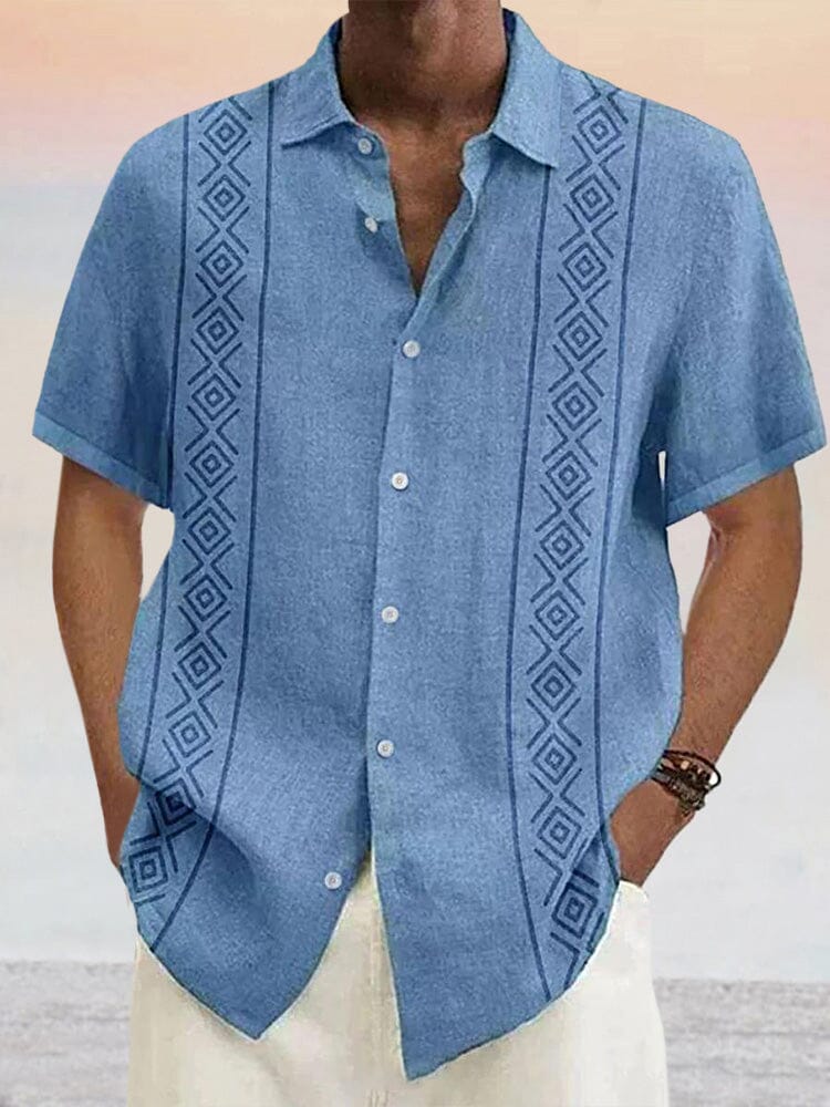 Stylish Casual Printed Short Sleeves Shirt Shirts coofandystore Blue S 