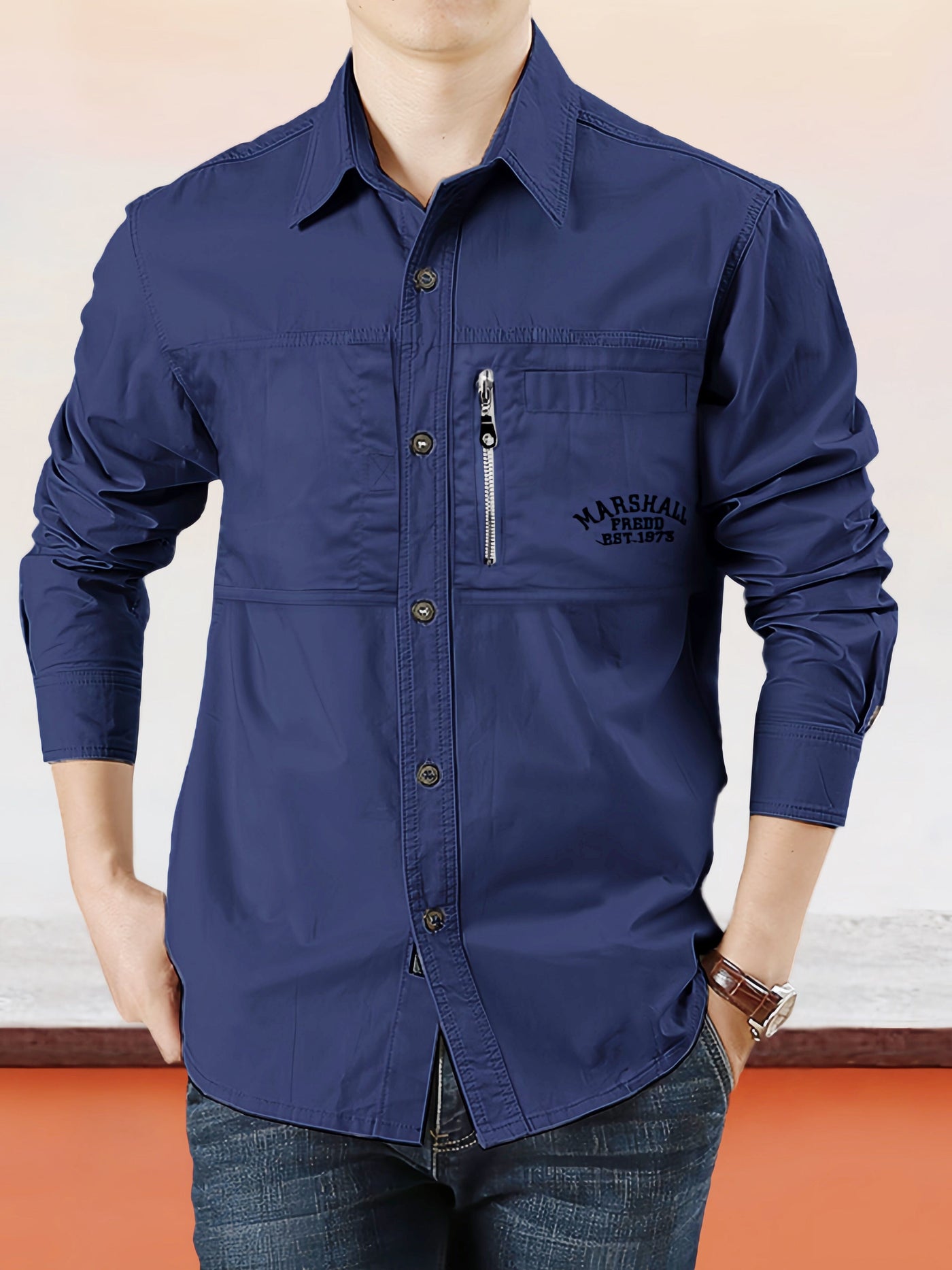 Casual Button Long Sleeves Shirt Shirts coofandystore Blue M 