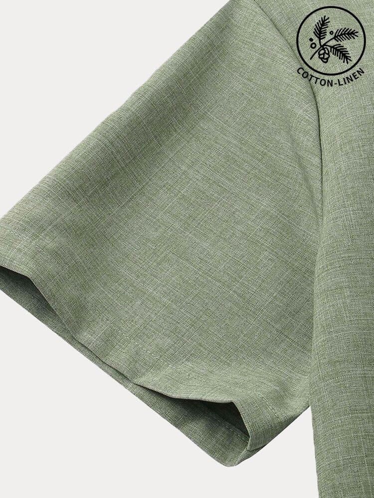 Cotton Linen Short Sleeve Simple Shirt Shirts coofandystore 