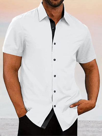 Casual Splicing Cotton Linen Button Shirt Shirts coofandystore White M 