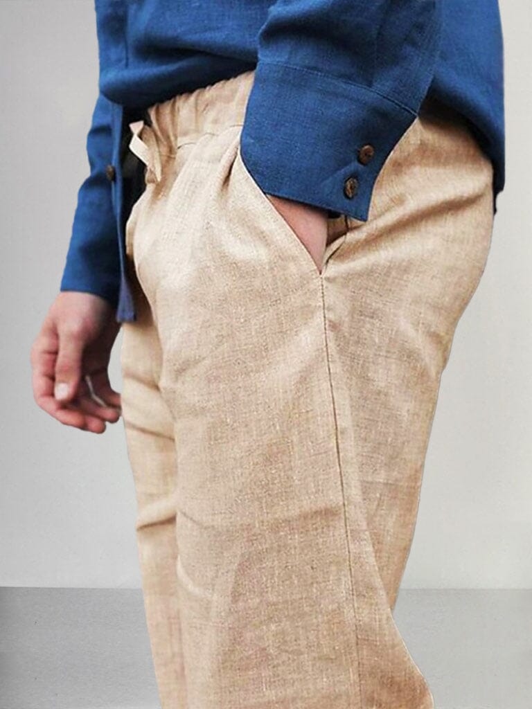 Casual Elastic Waist Cotton Linen Pants Pants coofandystore 