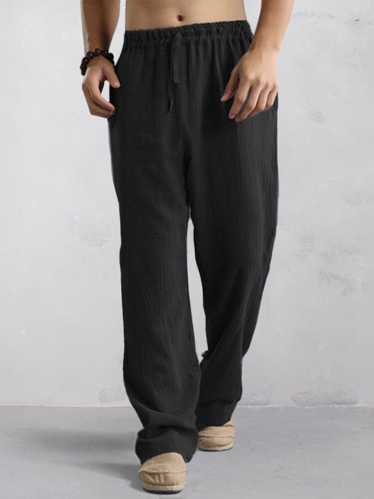 Cotton Linen Loose Fit Casual Pants Pants coofandystore Black S 