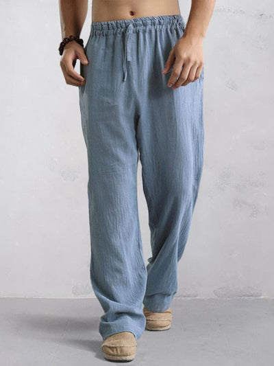 Cotton Linen Loose Fit Casual Pants Pants coofandystore Clear Blue S 