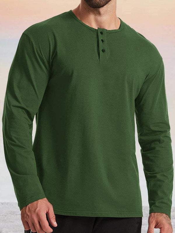 Classic Cotton Casual Solid Button T-shirt T-Shirt coofandystore Army Green M 