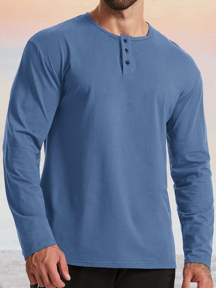 Classic Cotton Casual Solid Button T-shirt T-Shirt coofandystore Marine Blue M 