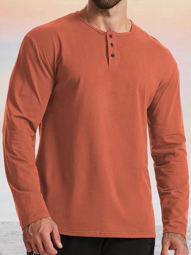 Classic Cotton Casual Solid Button T-shirt T-Shirt coofandystore Orange M 