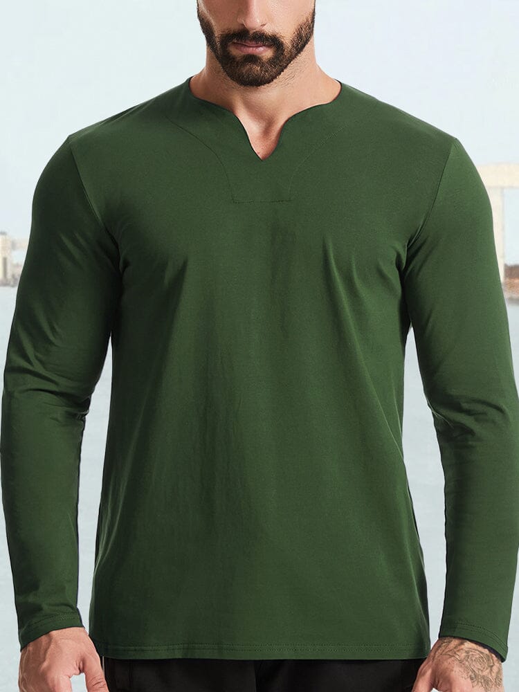 Cotton Solid Loose Fit Casual Sports Top T-Shirt coofandystore Army Green M 