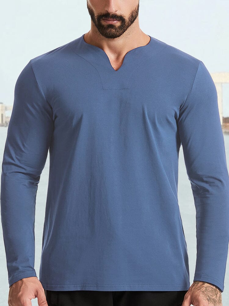 Cotton Solid Loose Fit Casual Sports Top T-Shirt coofandystore Marine Blue M 