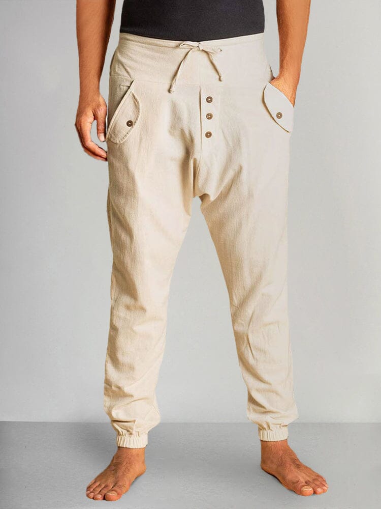 Cotton Linen High Waist Casual Pants Pants coofandystore Apricot M 