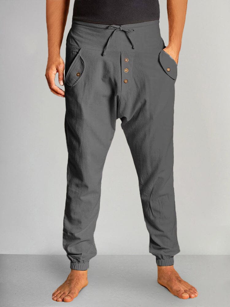 Cotton Linen High Waist Casual Pants Pants coofandystore Dark Grey M 