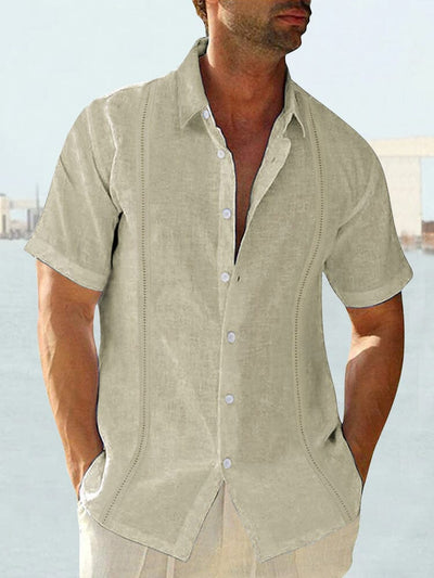 Cozy Cotton and Linen Short Sleeve Button Shirt Shirts coofandystore Khaki M 