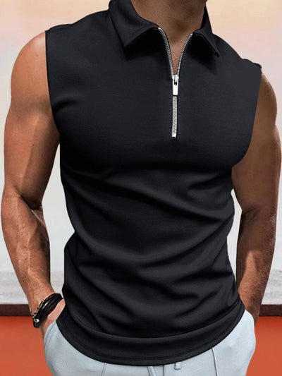 Casual Solid Color Sleeveless Shirt Shirts coofandystore Black S 