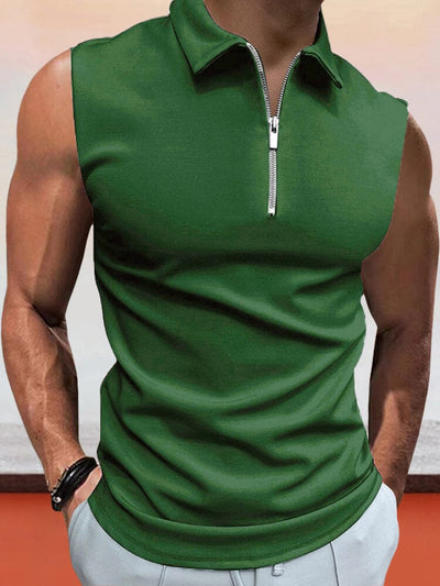 Casual Solid Color Sleeveless Shirt Shirts coofandystore Dark Green S 