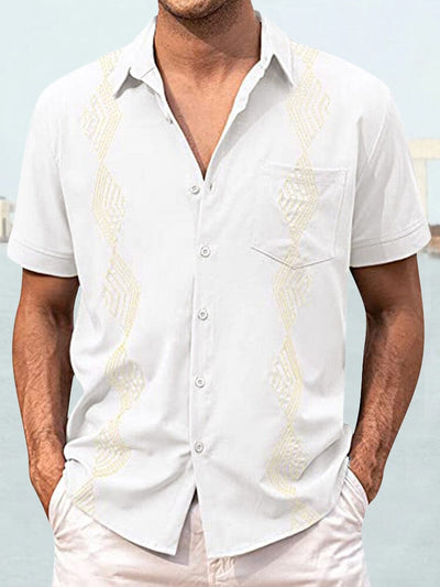 Embroidered Casual Button Down Shirt Shirts coofandystore White M 