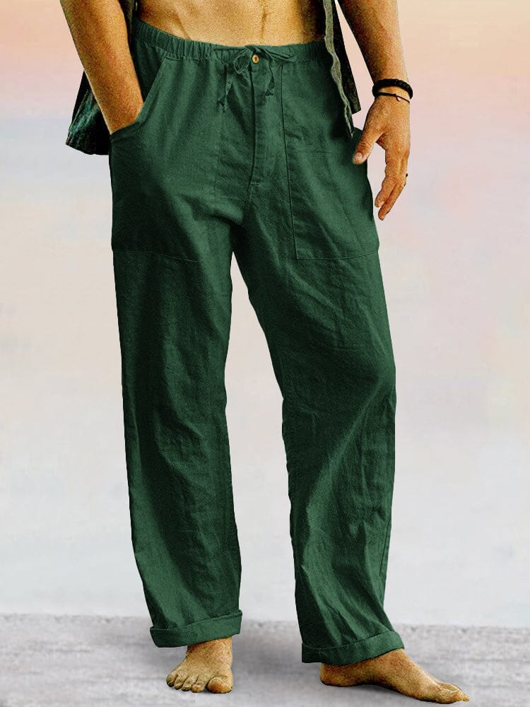 Casual Cotton Linen Multi-color Pants Pants coofandystore Dark Green S 