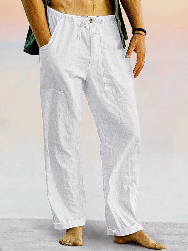 Casual Cotton Linen Loose Pants Pants coofandystore White S 