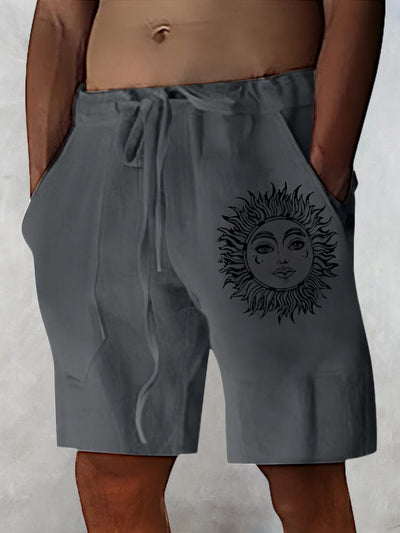 Linen Style Printed Short With Pockets Shorts coofandystore Dark Grey S 
