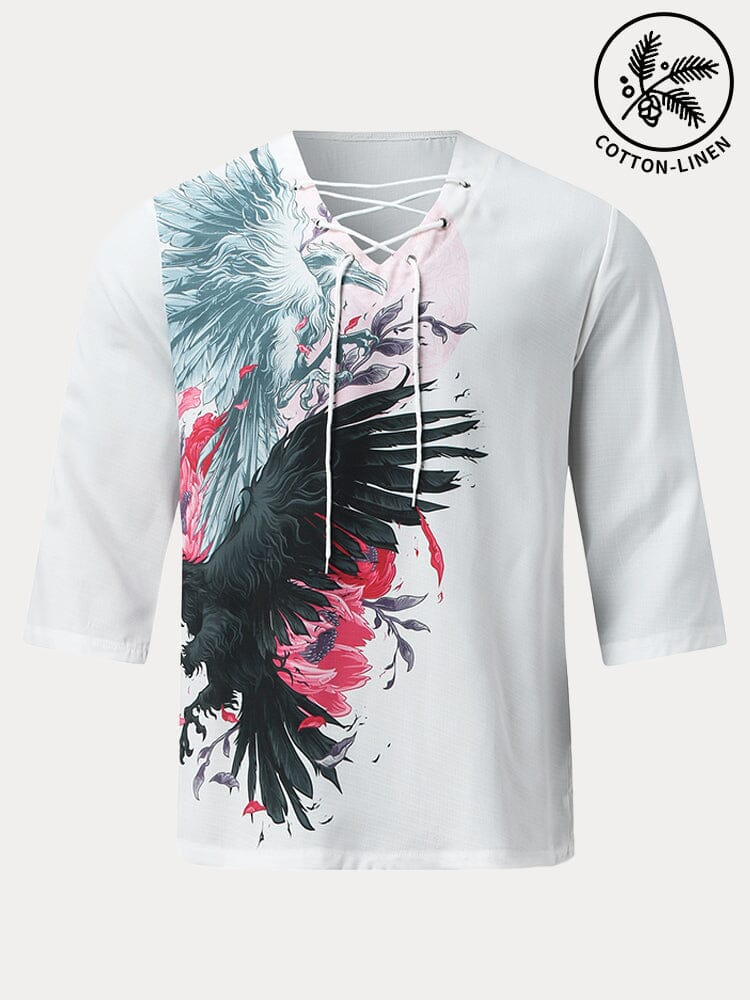 Linen Style Printed V Neck Shirt Shirts coofandystore 