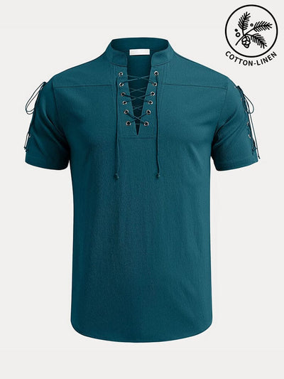 V Neck Linen Style Short Sleeve Shirt Shirts coofandystore 