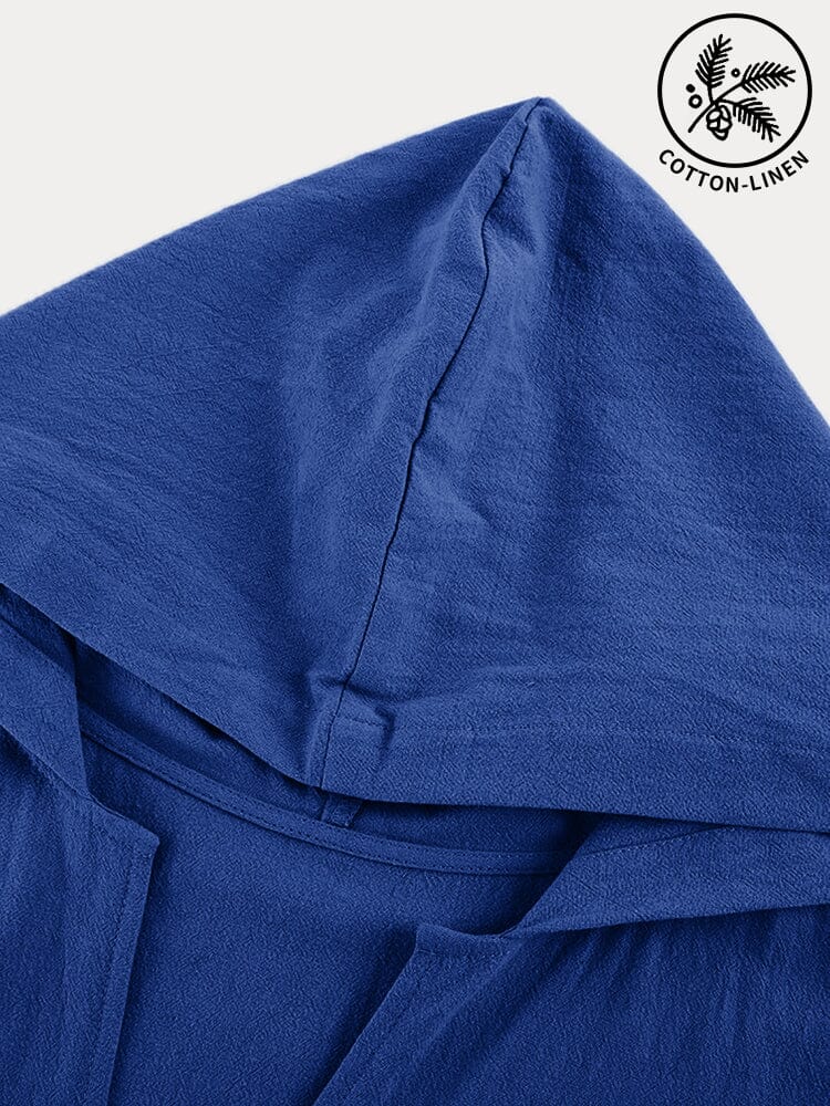 Cotton Linen Split Hem Hooded Robe Robe coofandystore 