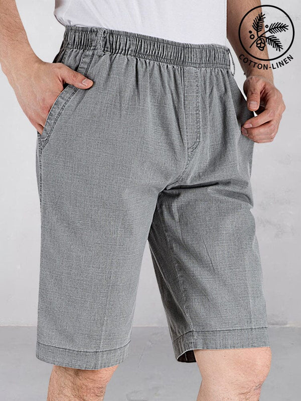 Casual Cotton Linen Elastic Waist Shorts Shorts coofandystore 
