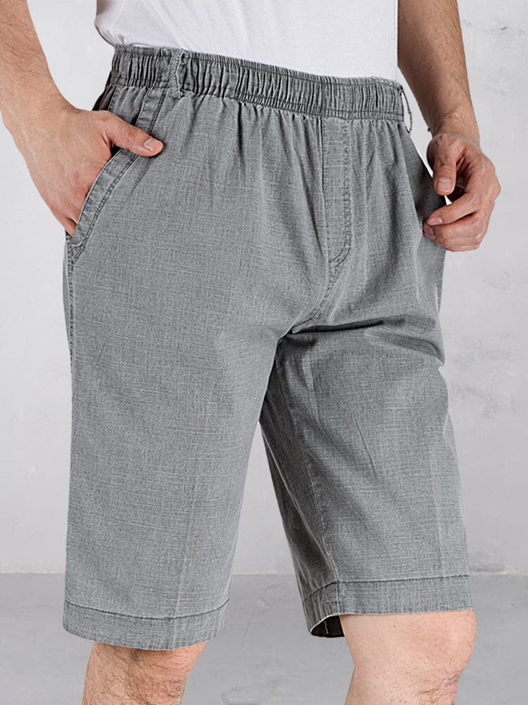 Casual Cotton Linen Elastic Waist Shorts Shorts coofandystore Dark Grey XL (US 34-36) 