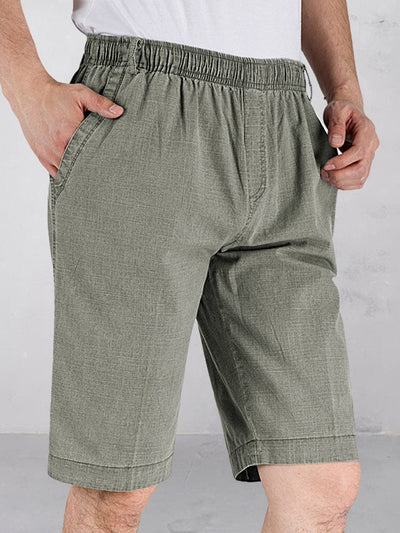 Casual Cotton Linen Elastic Waist Shorts Shorts coofandystore Light Green XL (US 34-36) 