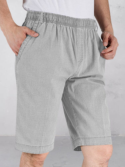 Casual Cotton Linen Elastic Waist Shorts Shorts coofandystore Light Grey XL (US 34-36) 