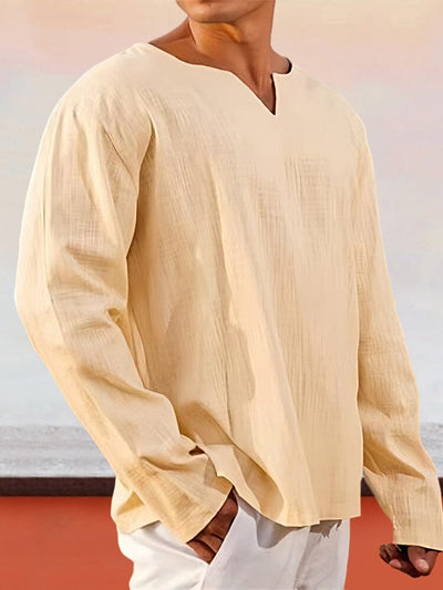 Soft Cotton Linen Long Sleeve Shirt Shirts coofandystore 