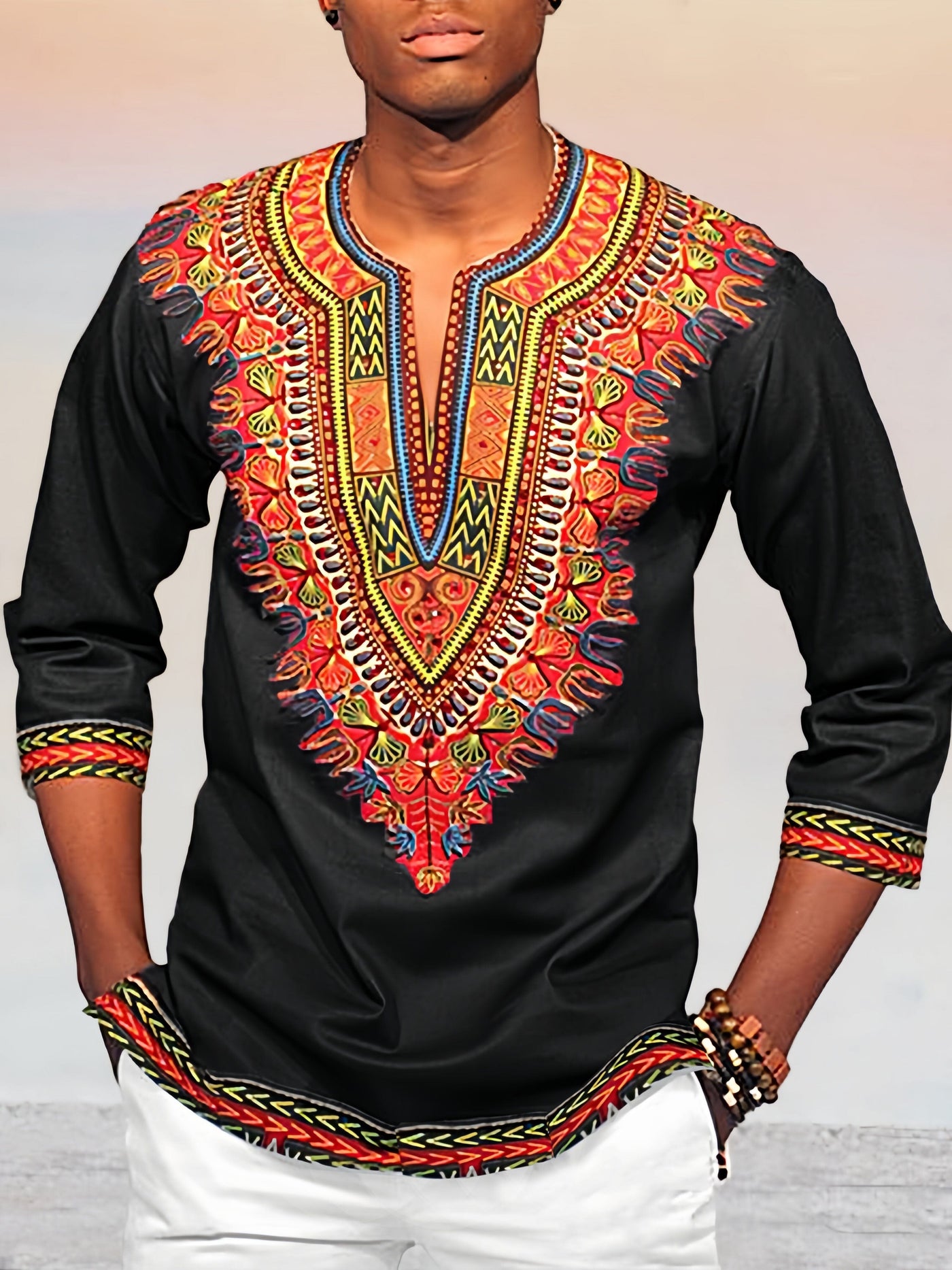 Cozy Ethnic Style Printed Casual Shirt Shirts coofandystore Black M 