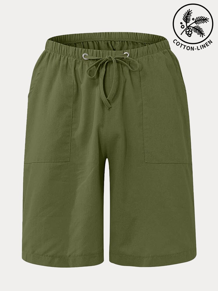 Classic Cotton Linen Drawstring Shorts Shorts coofandystore Army Green S 