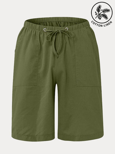 Classic Cotton Linen Drawstring Shorts Shorts coofandystore Army Green S 