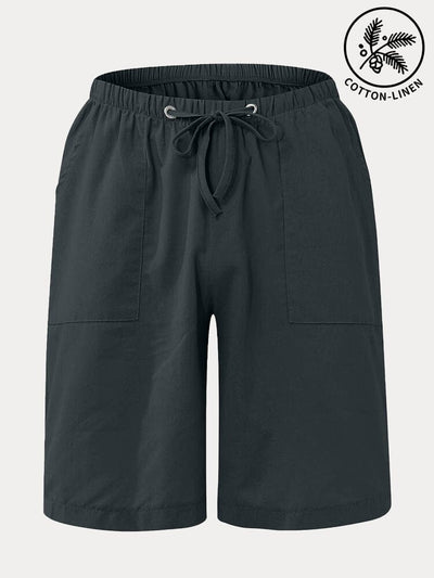 Classic Cotton Linen Drawstring Shorts Shorts coofandystore Deep Blue S 