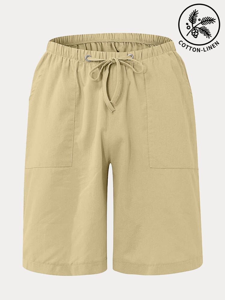 Classic Cotton Linen Drawstring Shorts Shorts coofandystore Khaki S 