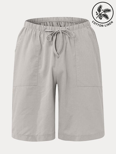 Classic Cotton Linen Drawstring Shorts Shorts coofandystore Light Grey S 