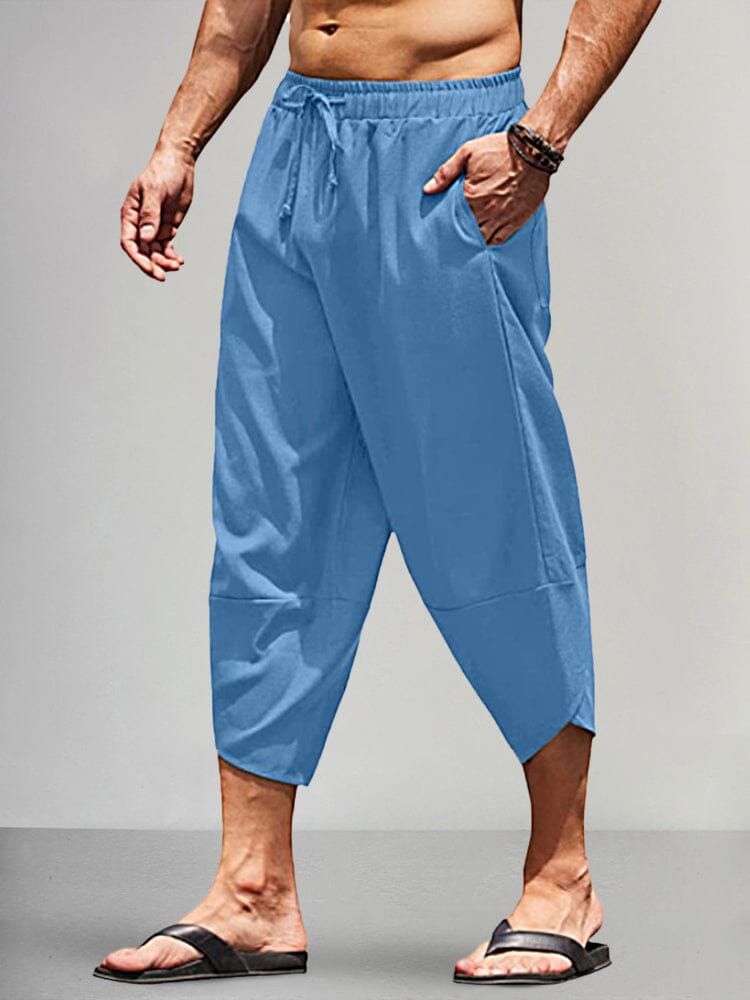 Casual Linen Loose Style Pants Pants coofandystore Blue S 