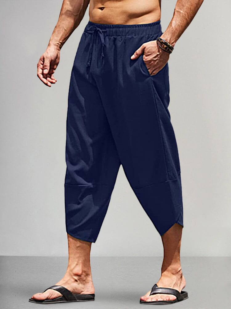 Casual Linen Loose Style Pants Pants coofandystore Navy Blue S 