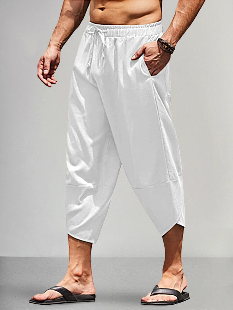 Casual Linen Loose Style Pants Pants coofandystore White S 