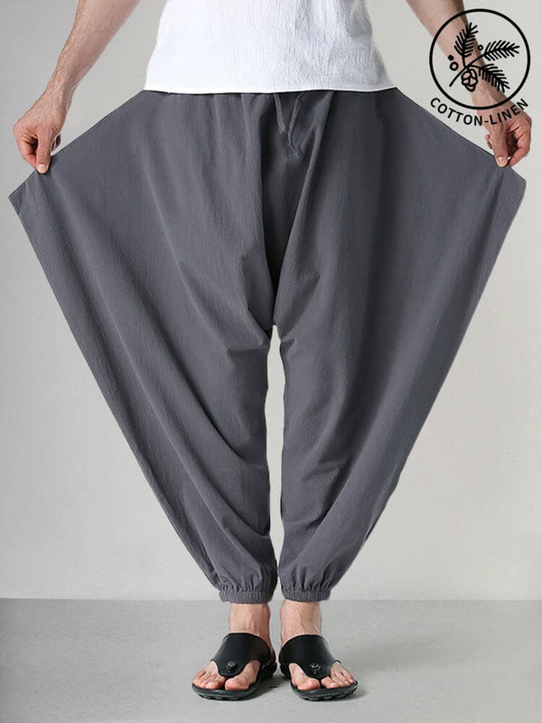 Casual Cotton Linen Carrot Pants Pants coofandystore Dark Grey S 