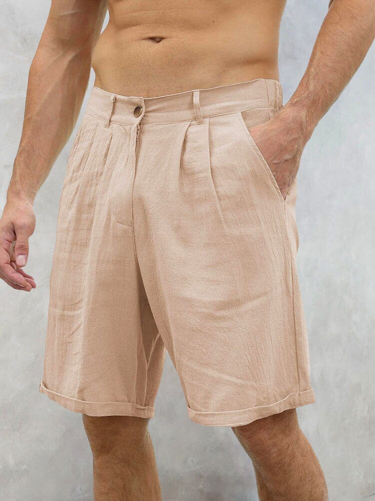 Classic Casual Cotton Linen Shorts Shorts coofandystore Apricot S 