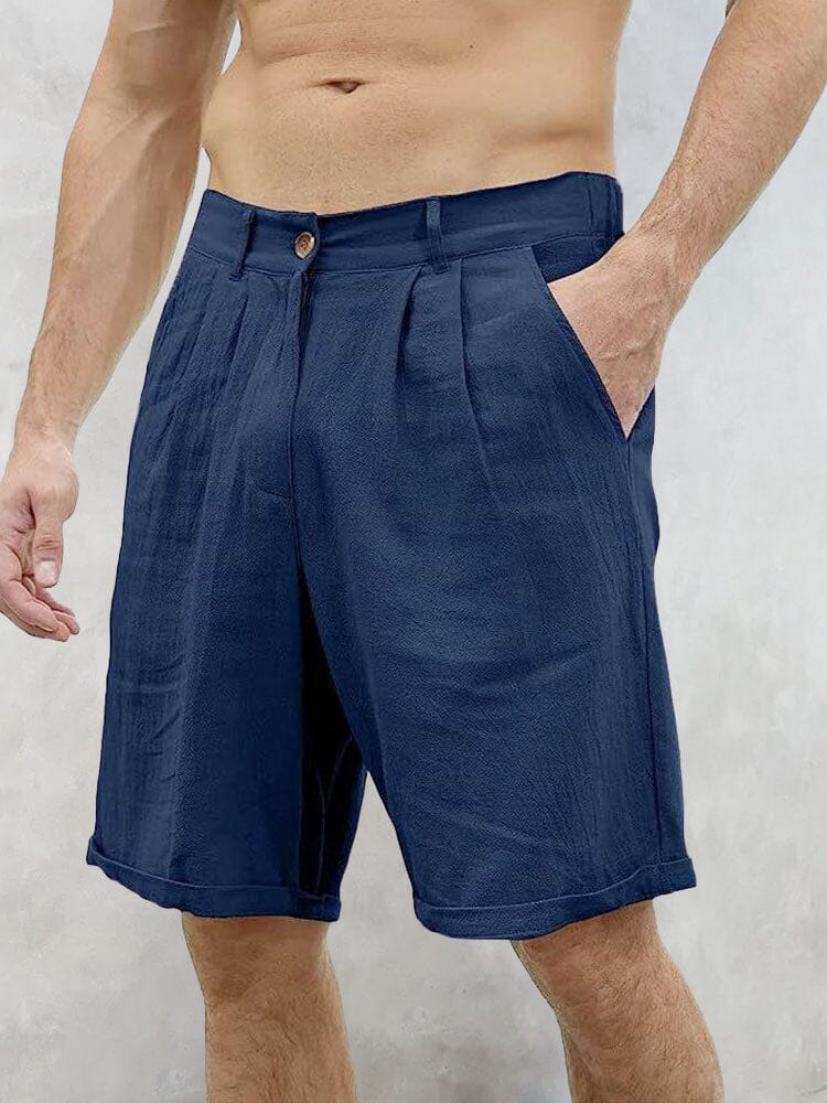 Classic Casual Cotton Linen Shorts Shorts coofandystore Deep Blue S 